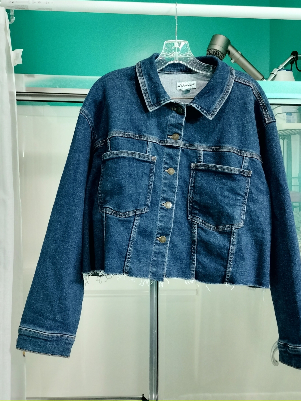 Ava & Viv Dark Blue Cropped Denim Jacket